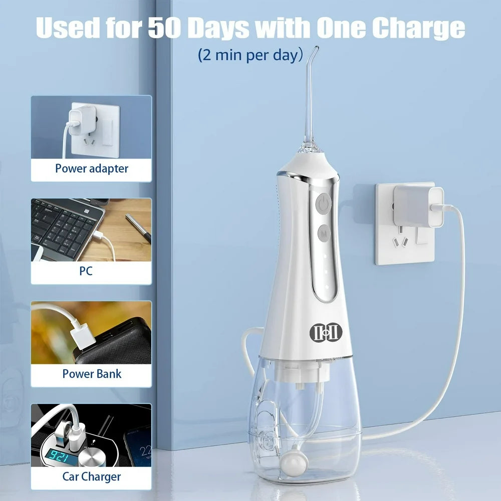 Water Flossers for Teeth, 350Ml Cordless Water Flosser with 3 Modes USB-C Rechargeable IPX7 Waterproof Water Dental Flosser with 5 Jet for Home