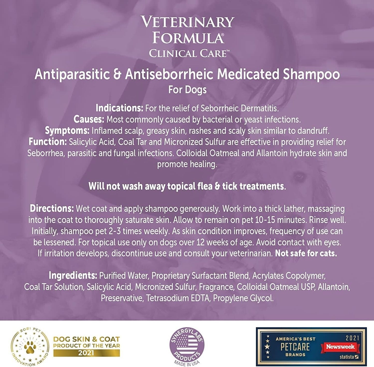 Veterinary Formula - Clinical Care Flea and Tick Shampoo for Dogs and Cats, 16Oz