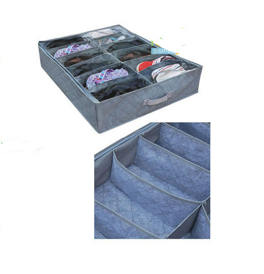 Bamboo charcoal non-woven fabric 12 transparent cover storage shoe box Under the bed folding storage box storage box