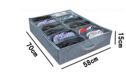 Bamboo charcoal non-woven fabric 12 transparent cover storage shoe box Under the bed folding storage box storage box