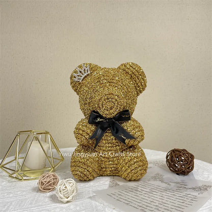 25Cm Foam Diamond Bear Valentine'S Day Mother’S Day Gifts Diamond Rose Teddy Bear Party Decoration Christmas Ornament
