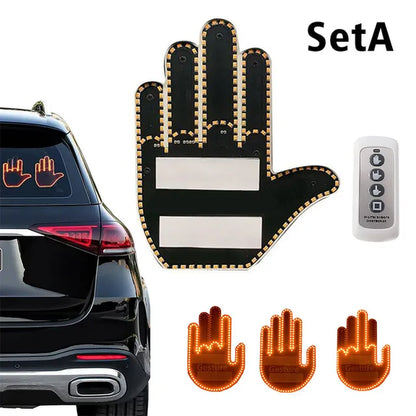 Universal Fun Car Middle Finger LED Light with Remote Car Gadgets & Road Rage Sign Funny Rear Window Sign Car Accessories
