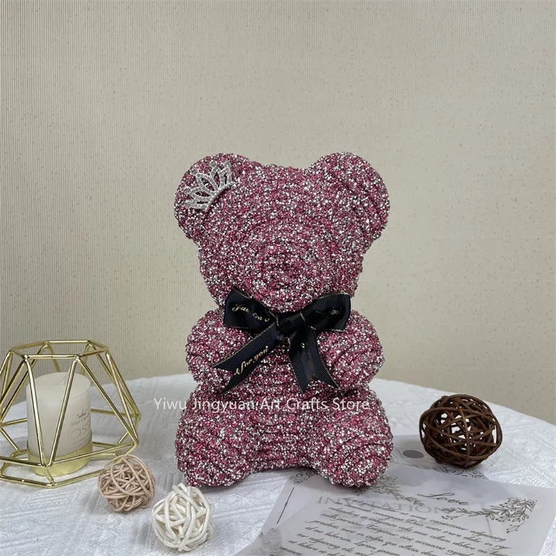 25Cm Foam Diamond Bear Valentine'S Day Mother’S Day Gifts Diamond Rose Teddy Bear Party Decoration Christmas Ornament